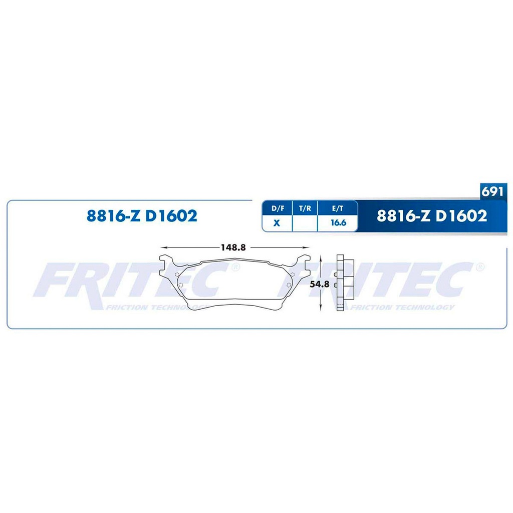 Pastilla para freno de disco Fritec. Formula Semimetallic Azul. Trasera Fritec M-8816-Z