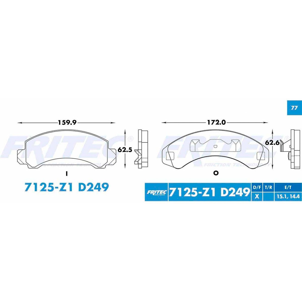 Pastilla para freno de disco Fritec. Formula Ceramic Specific. Delantera Fritec SPC-7125-Z1