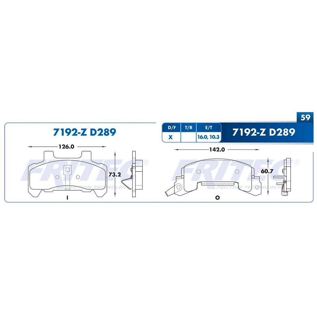 Pastilla para freno de disco Fritec. Formula Ceramic Specific. Delantera Fritec SPC-7192-Z