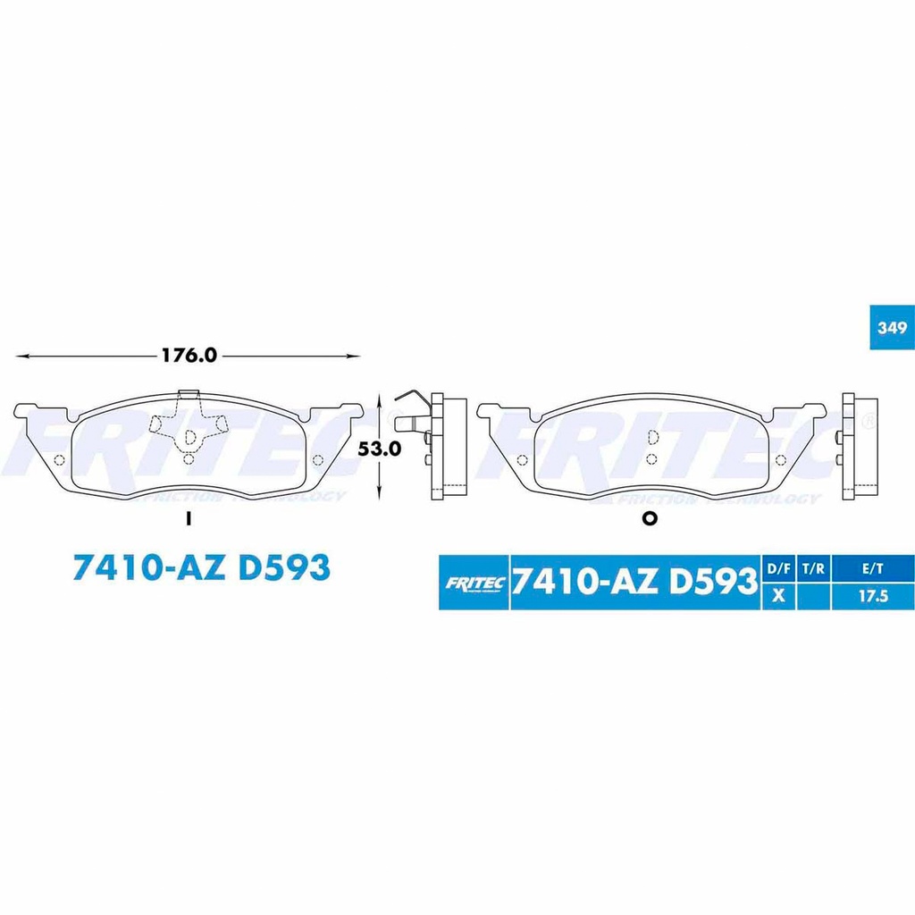FR-SPC-7410-AZ — Pastilla para freno de disco Fritec. Formula Ceramic Specific. Delantera Fritec SPC-7410-AZ
