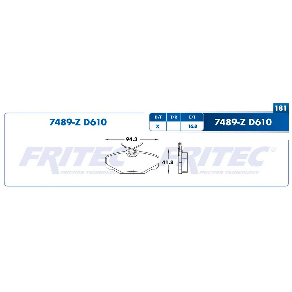 Pastilla para freno de disco Fritec. Formula Ceramic Specific. Trasera Fritec SPC-7489-Z