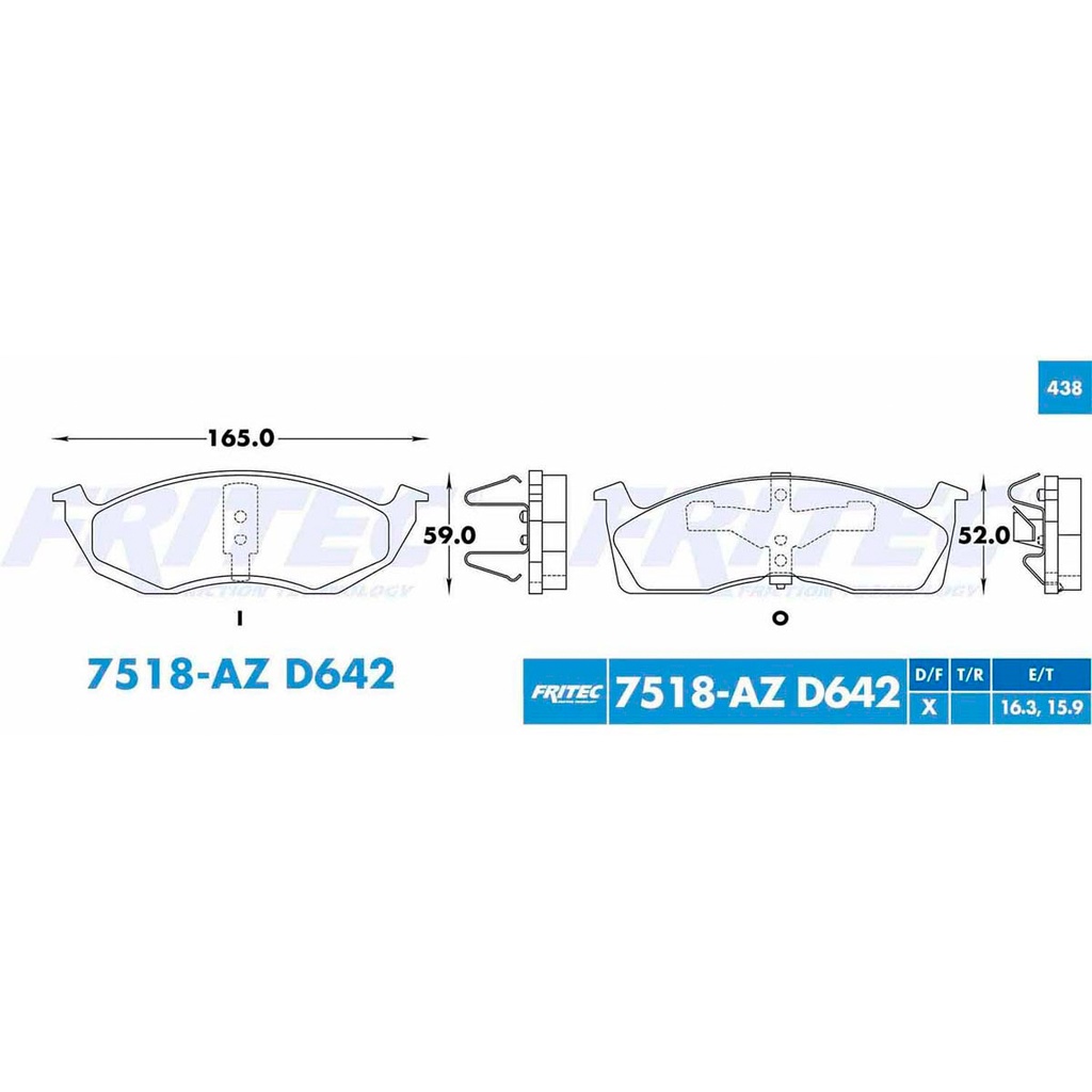 Pastilla para freno de disco Fritec. Formula Ceramic Specific. Delantera Fritec SPC-7518-AZ