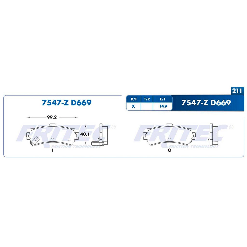 Pastilla para freno de disco Fritec. Formula Ceramic Specific. Trasera Fritec SPC-7547-Z