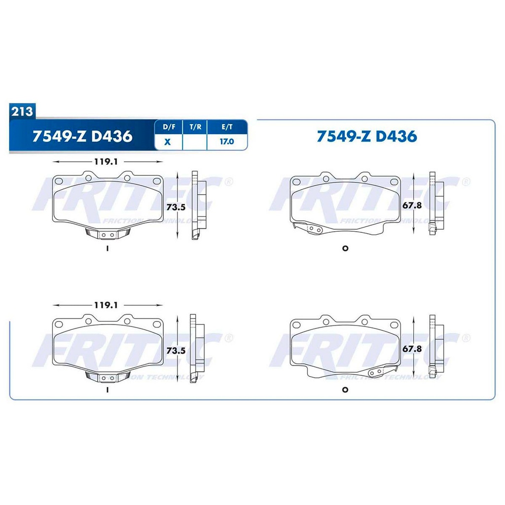 Pastilla para freno de disco Fritec. Formula Ceramic Specific. Delantera Fritec SPC-7549-Z