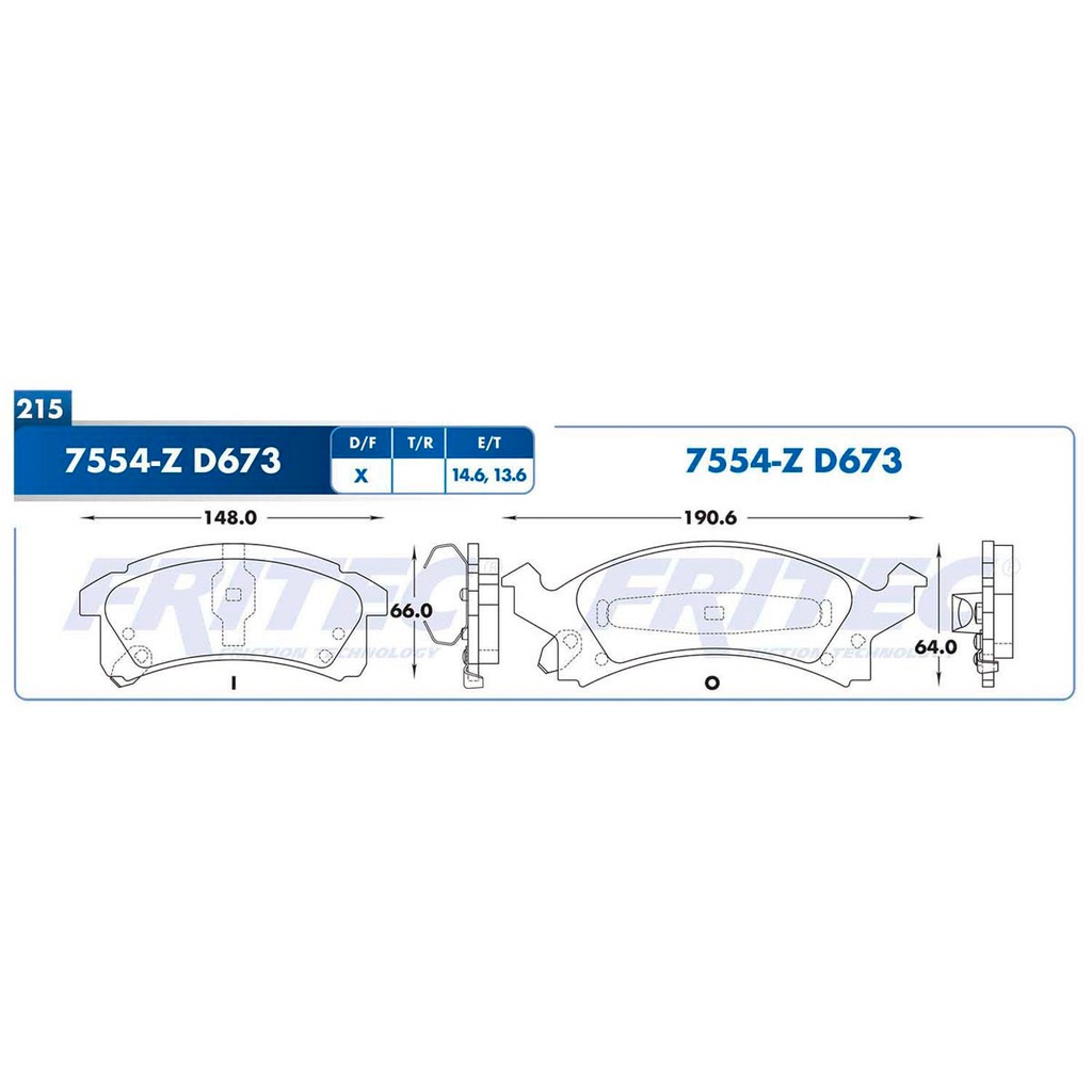 Pastilla para freno de disco Fritec. Formula Ceramic Specific. Delantera Fritec SPC-7554-Z