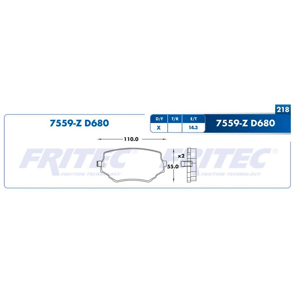 Pastilla para freno de disco Fritec. Formula Ceramic Specific. Delantera Fritec SPC-7559-Z