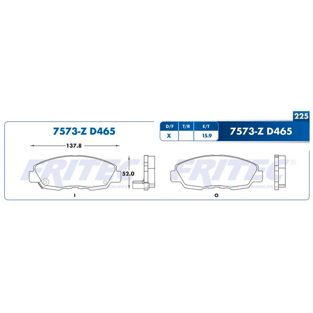 Pastilla para freno de disco Fritec. Formula Ceramic Specific. Delantera Fritec SPC-7573-Z