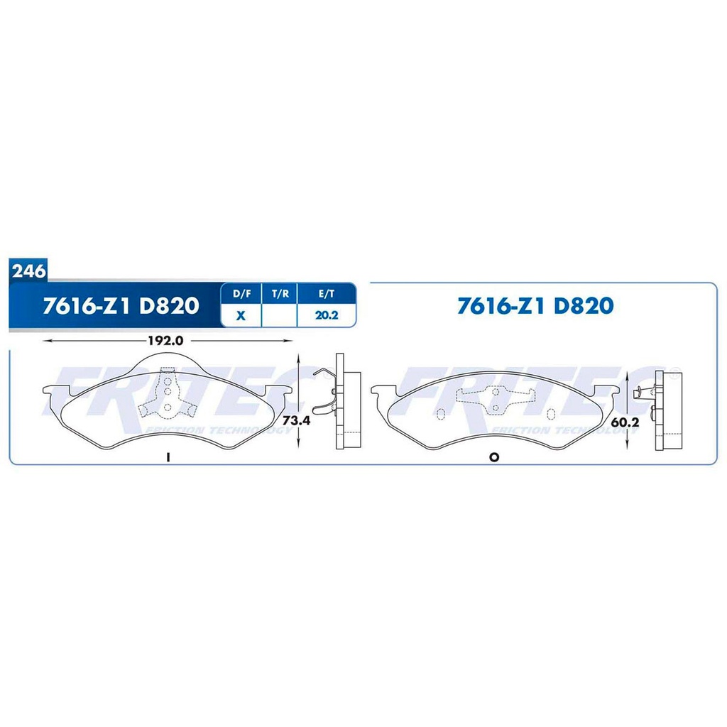 Pastilla para freno de disco Fritec. Formula Ceramic Specific. Delantera Fritec SPC-7616-Z1
