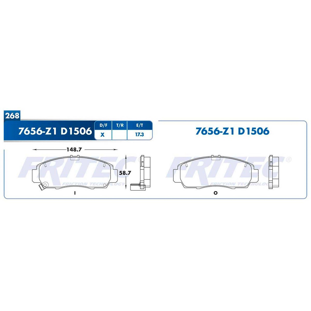 FR-SPC-7656-Z1 — Pastilla para freno de disco Fritec. Formula Ceramic Specific. Delantera Fritec SPC-7656-Z1