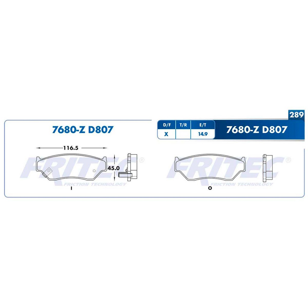 FR-SPC-7680-Z — Pastilla para freno de disco Fritec. Formula Ceramic Specific. Delantera Fritec SPC-7680-Z