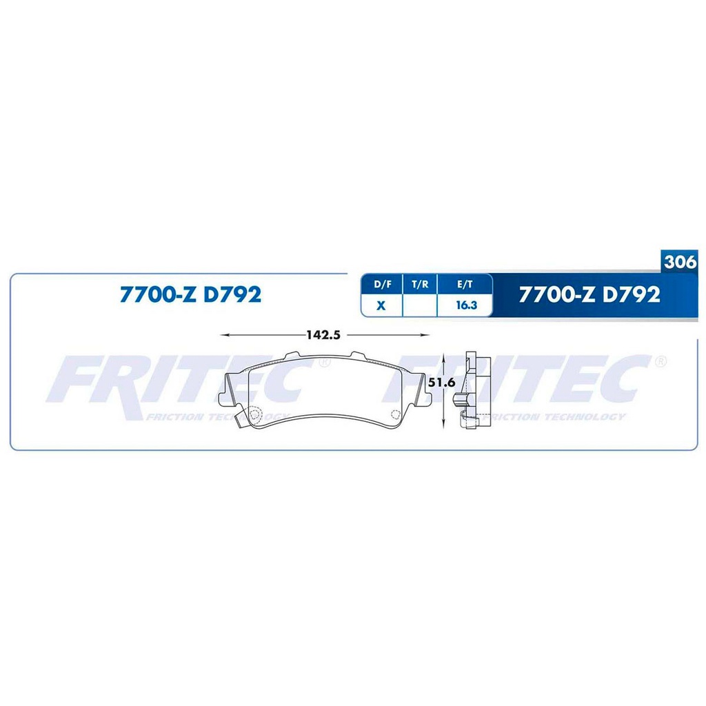 Pastilla para freno de disco Fritec. Formula Ceramic Specific. Trasera Fritec SPC-7700-Z