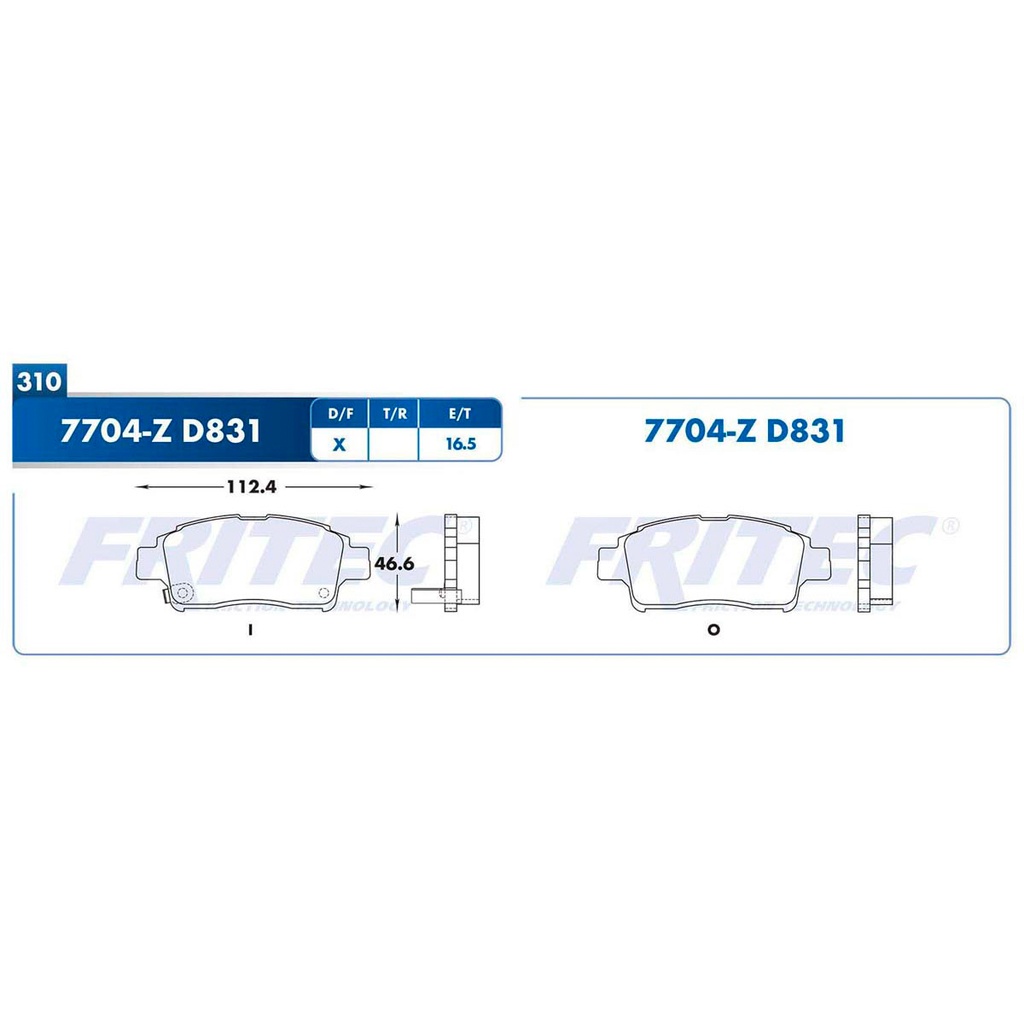 Pastilla para freno de disco Fritec. Formula Ceramic Specific. Delantera Fritec SPC-7704-Z