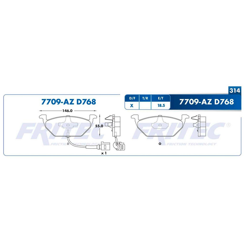 Pastilla para freno de disco Fritec. Formula Ceramic Specific. Delantera Fritec SPC-7709-AZ