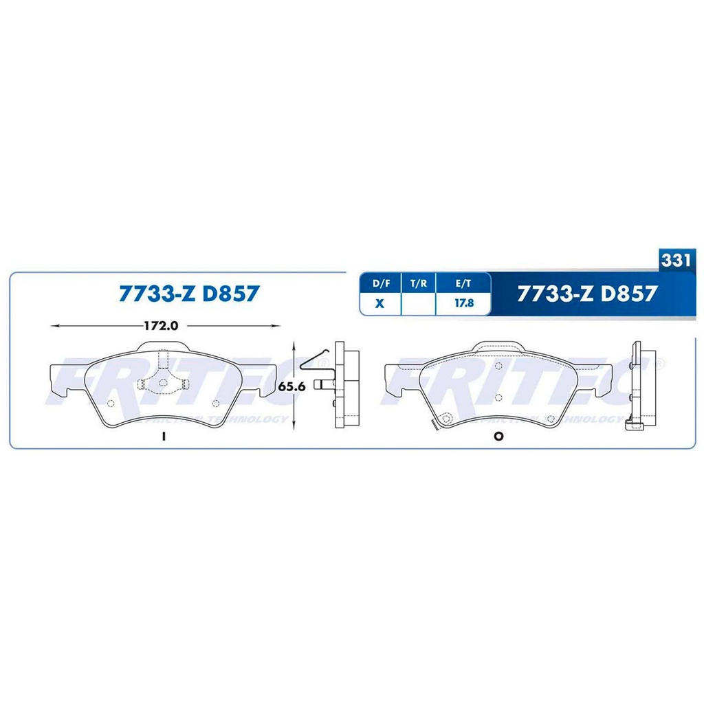 Pastilla para freno de disco Fritec. Formula Ceramic Specific. Delantera Fritec SPC-7733-Z