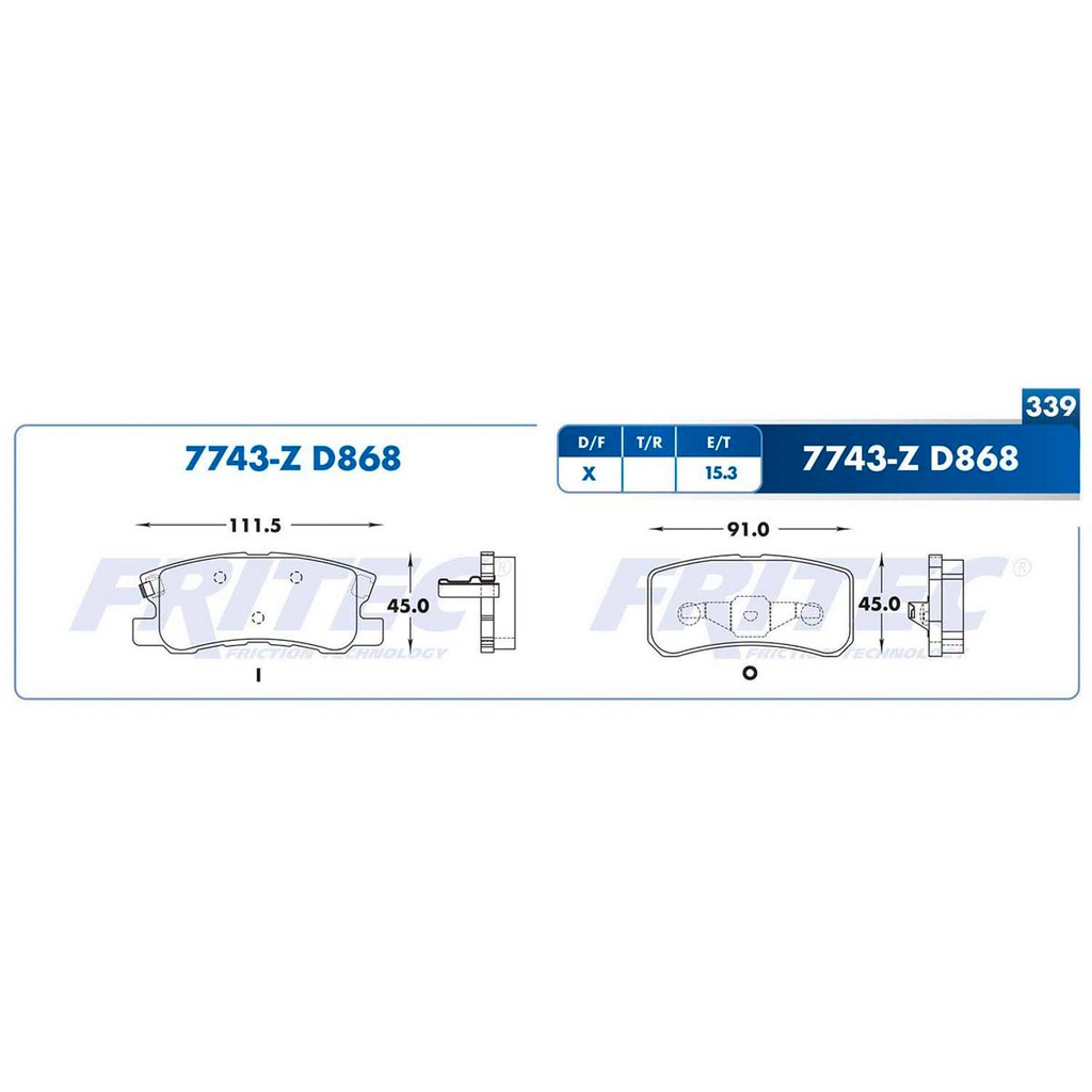 Pastilla para freno de disco Fritec. Formula Ceramic Specific. Trasera Fritec SPC-7743-Z