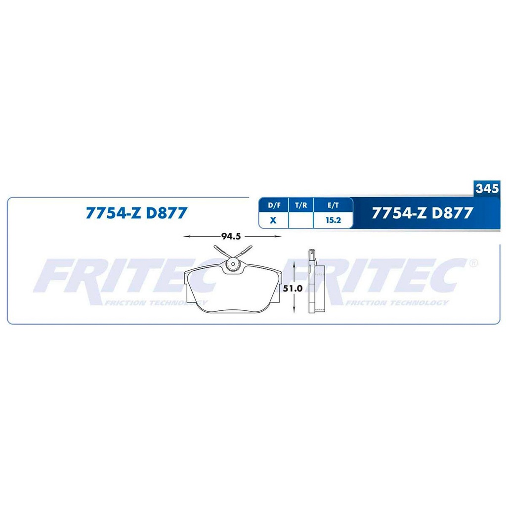 Pastilla para freno de disco Fritec. Formula Ceramic Specific. Trasera Fritec SPC-7754-Z