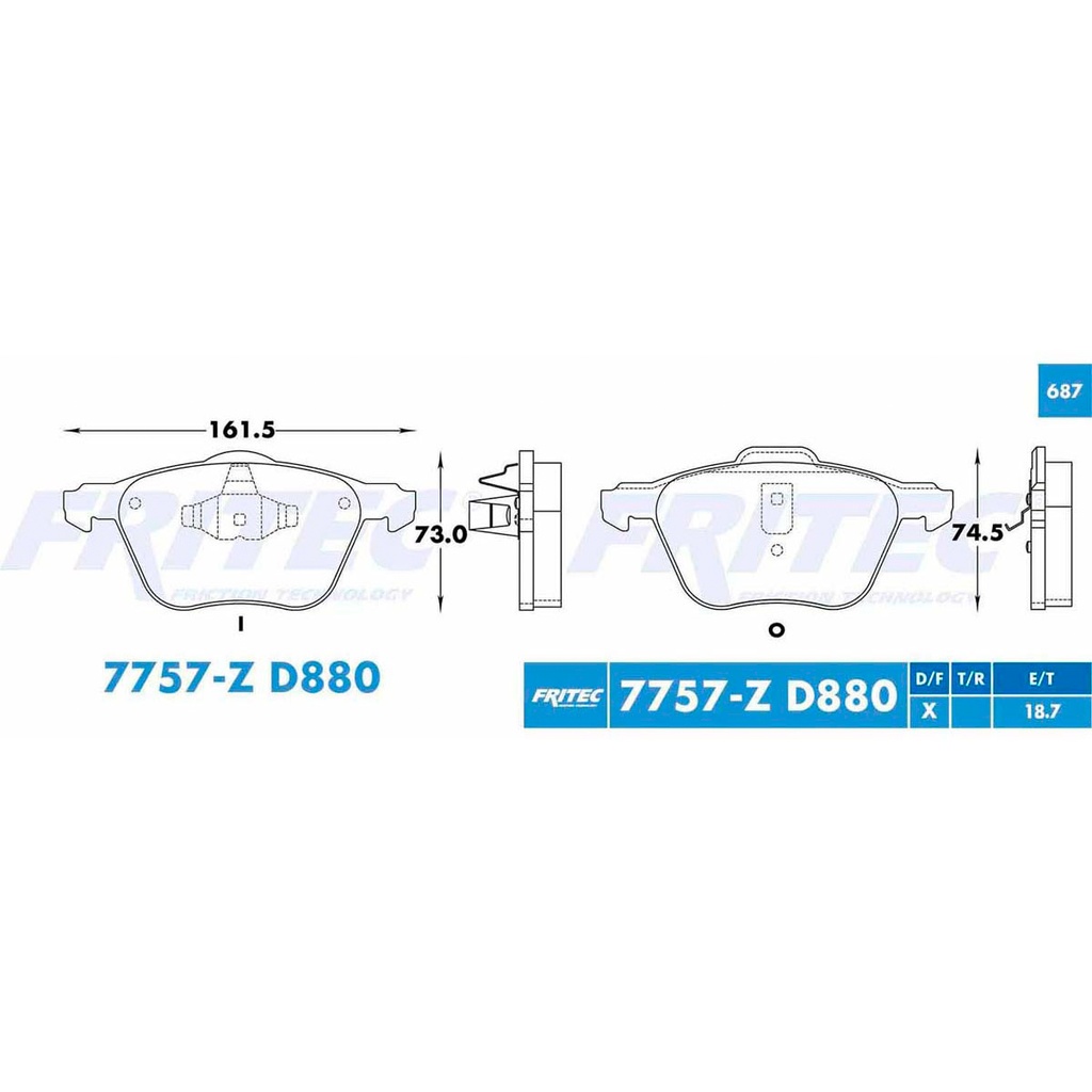 Pastilla para freno de disco Fritec. Formula Ceramic Specific. Delantera Fritec SPC-7757-Z