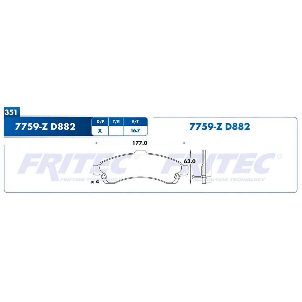 Pastilla para freno de disco Fritec. Formula Ceramic Specific. Delantera Fritec SPC-7759-Z