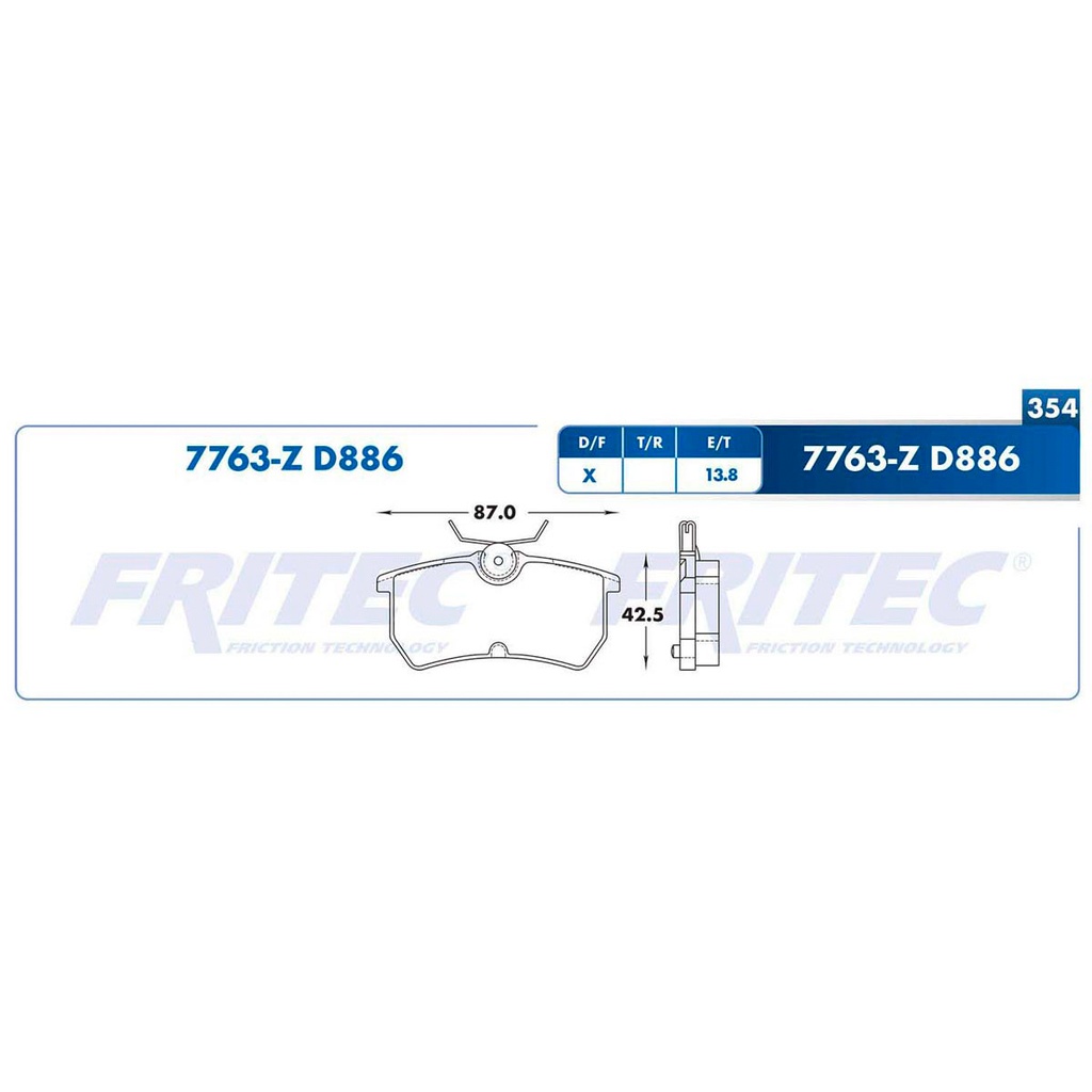 Pastilla para freno de disco Fritec. Formula Ceramic Specific. Trasera Fritec SPC-7763-Z