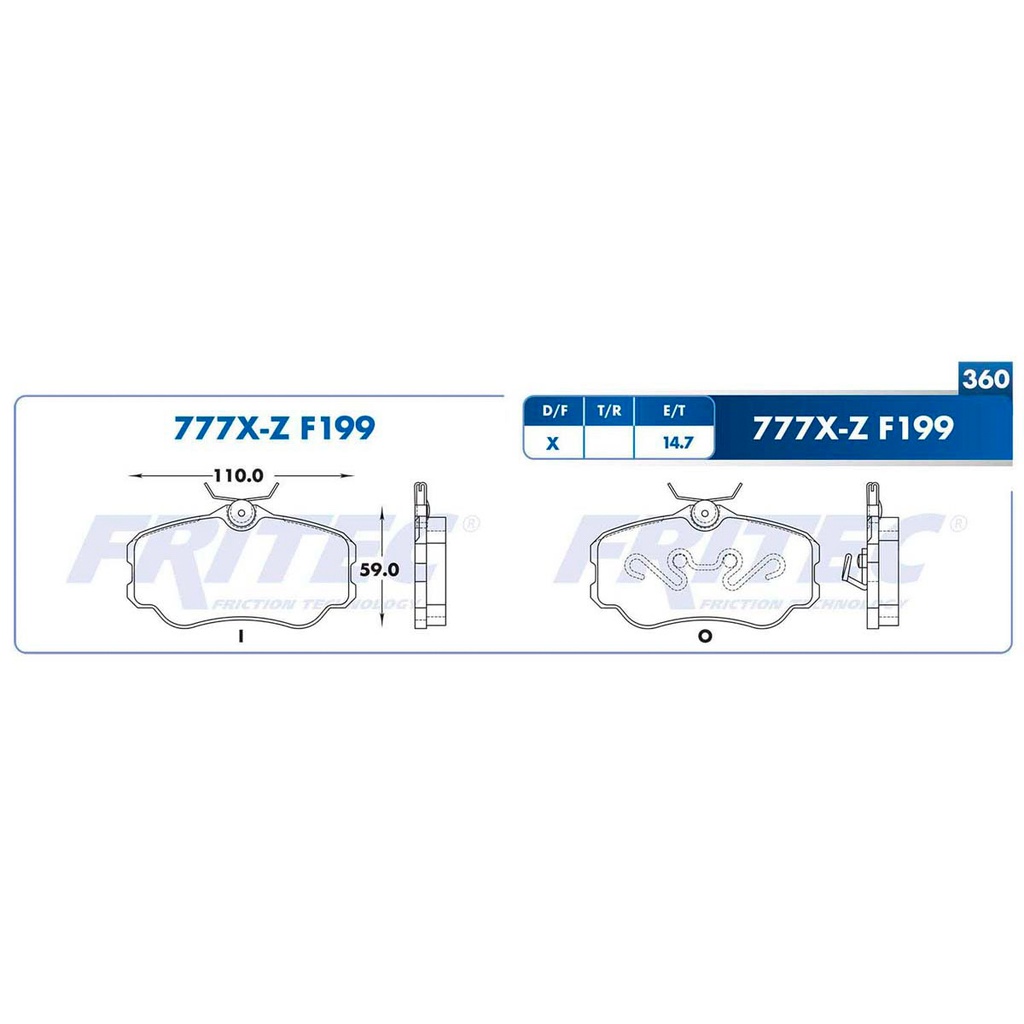 Pastilla para freno de disco Fritec. Formula Ceramic Specific. Delantera Fritec SPC-777X-Z