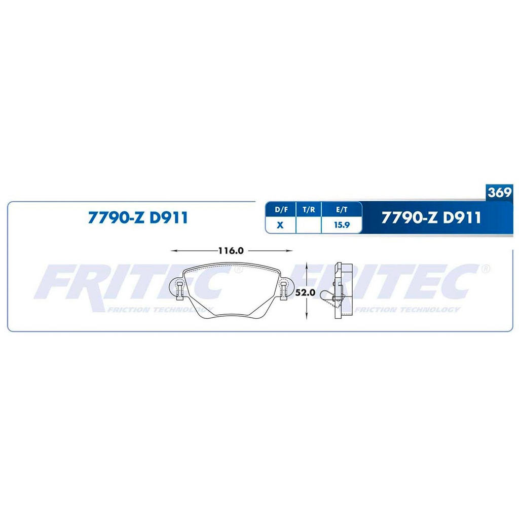 Pastilla para freno de disco Fritec. Formula Ceramic Specific. Trasera Fritec SPC-7790-Z