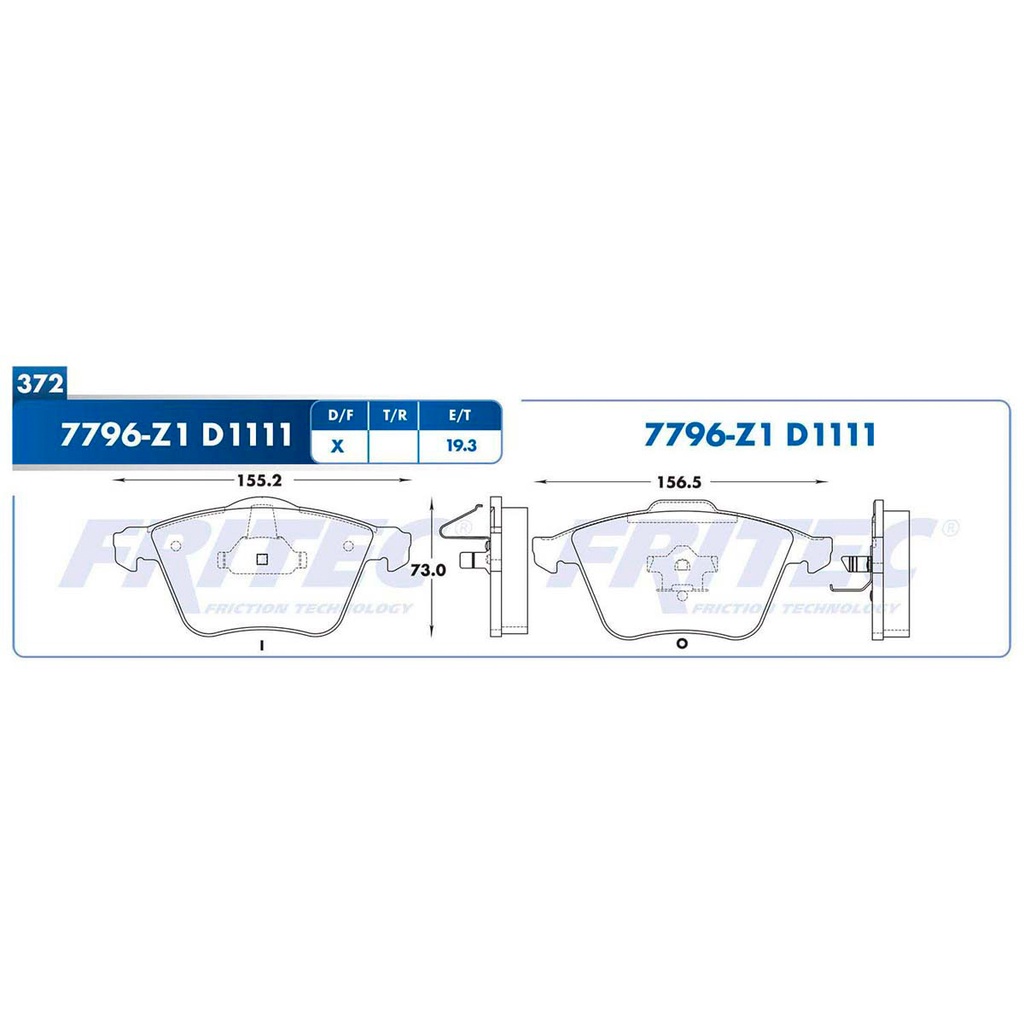 Pastilla para freno de disco Fritec. Formula Ceramic Specific. Delantera Fritec SPC-7796-Z1