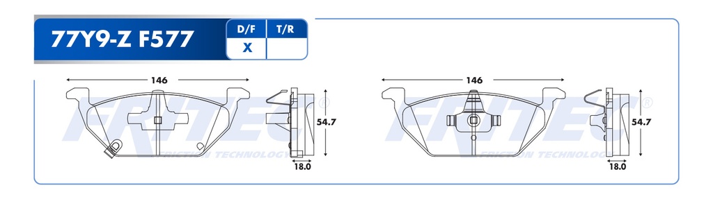 Pastilla para freno de disco Fritec. Formula Ceramic Specific. Delantera Fritec SPC-77Y9-Z