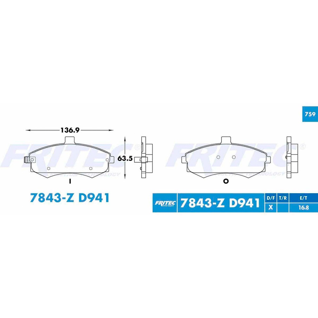 Pastilla para freno de disco Fritec. Formula Ceramic Specific. Delantera Fritec SPC-7843-Z