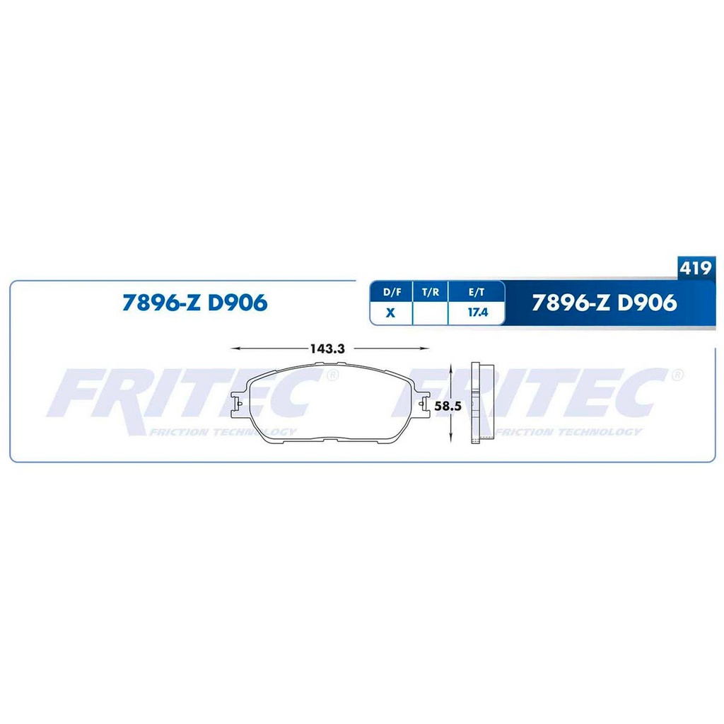 Pastilla para freno de disco Fritec. Formula Ceramic Specific. Delantera Fritec SPC-7896-Z