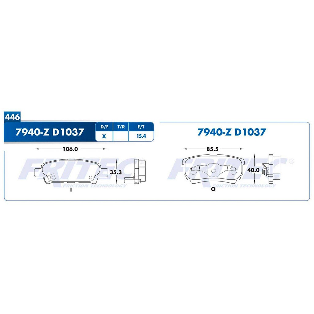 Pastilla para freno de disco Fritec. Formula Ceramic Specific. Trasera Fritec SPC-7940-Z