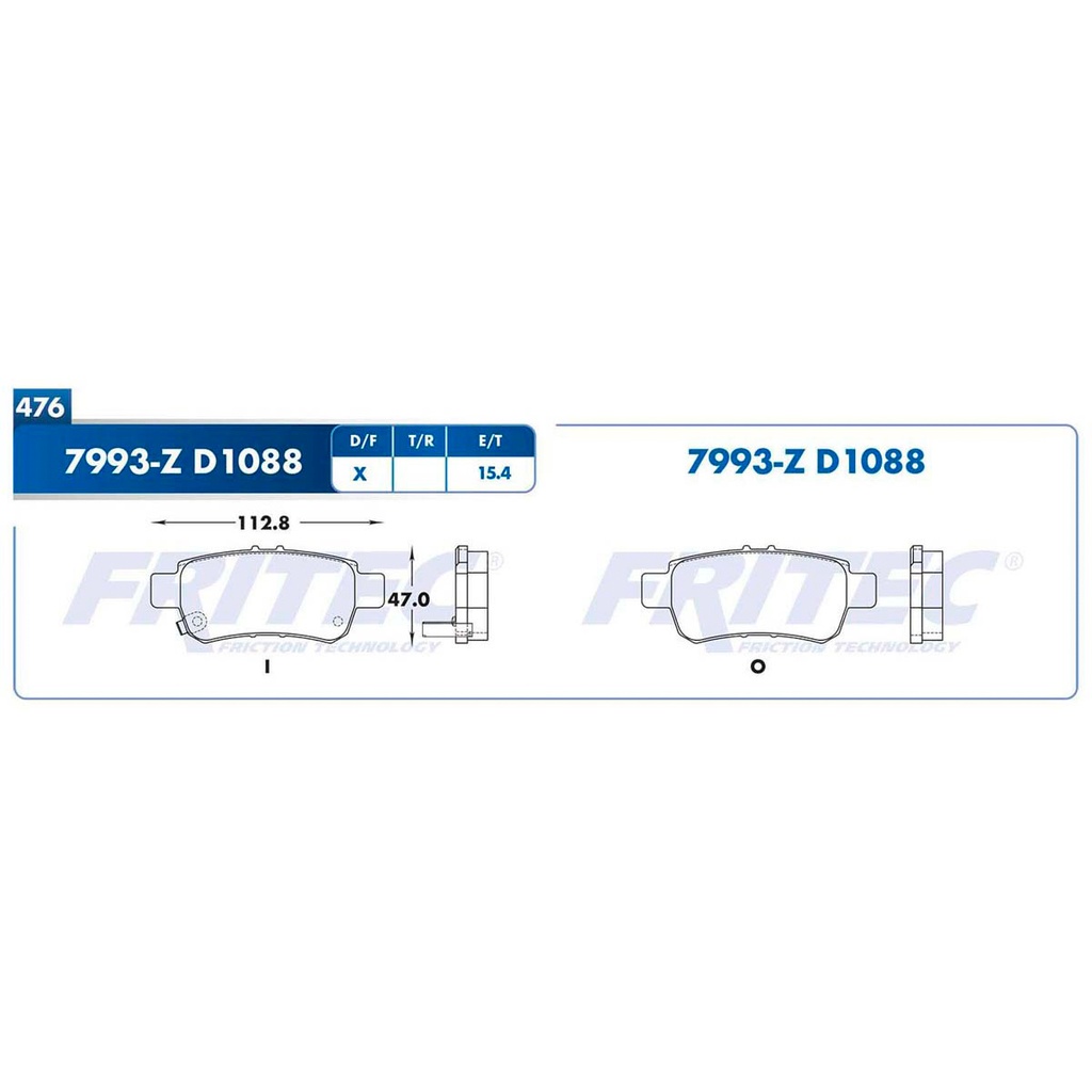 Pastilla para freno de disco Fritec. Formula Ceramic Specific. Trasera Fritec SPC-7993-Z