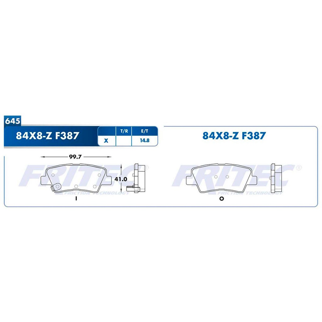 Pastilla para freno de disco Fritec. Formula Ceramic Specific. Trasera Fritec SPC-84X8-Z