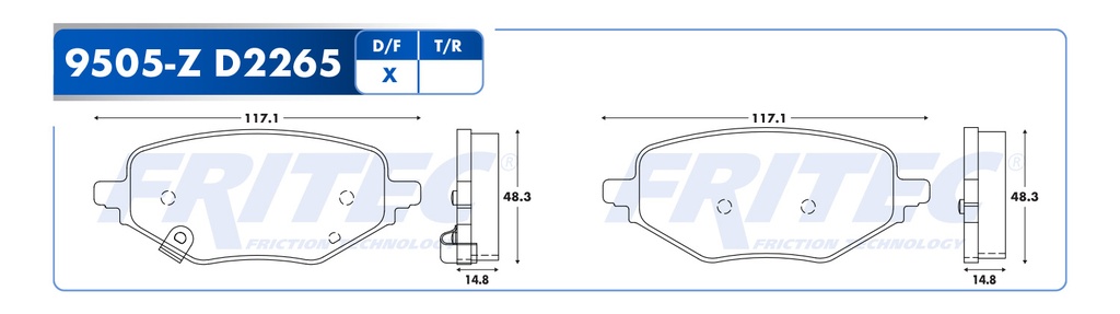 Pastilla para freno de disco Fritec. Formula Ceramic Specific. Trasera Fritec SPC-9505-Z