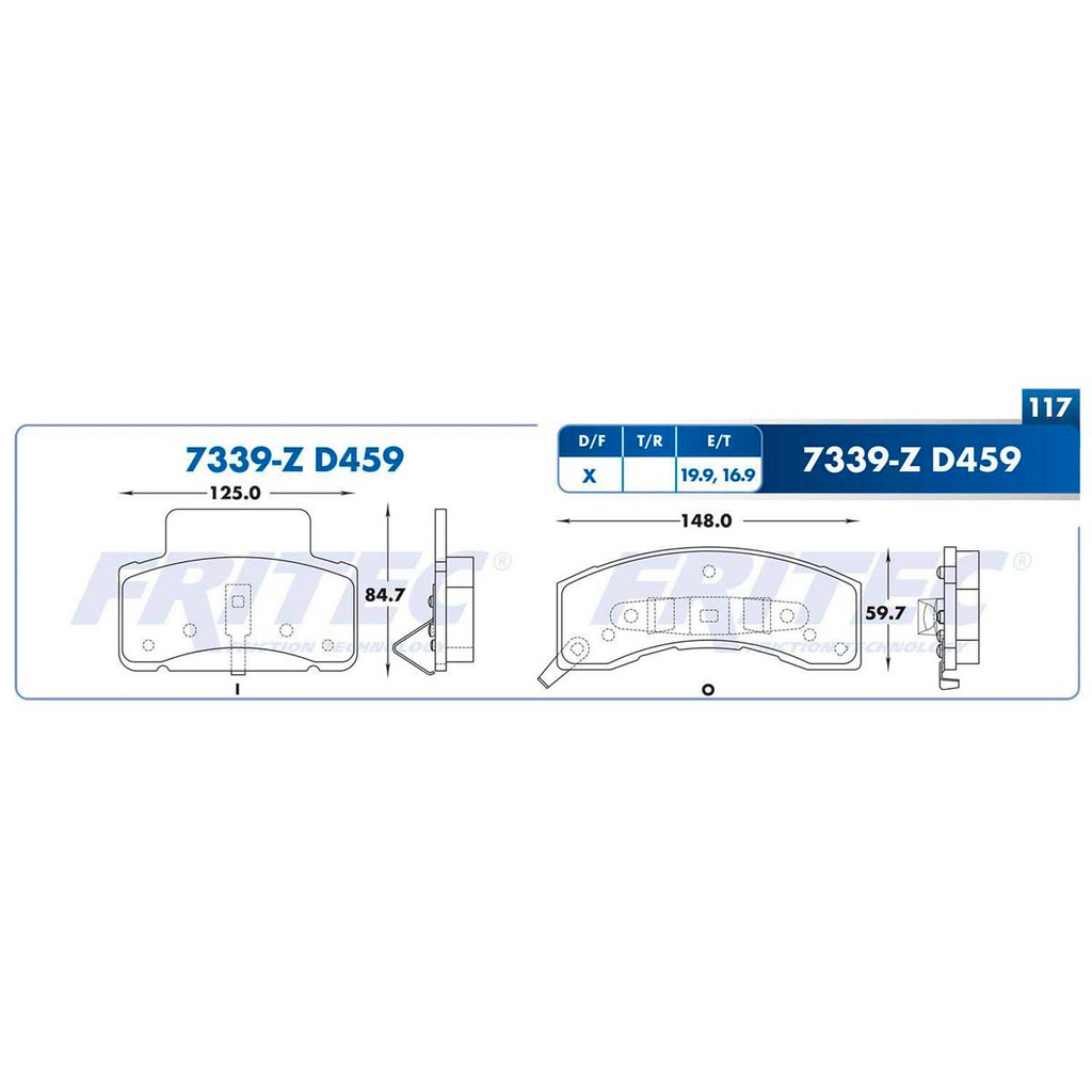 FR-SHD7339-Z — Pastilla para freno de disco Fritec. Formula Ceramic HD. Delantera Fritec SHD7339-Z