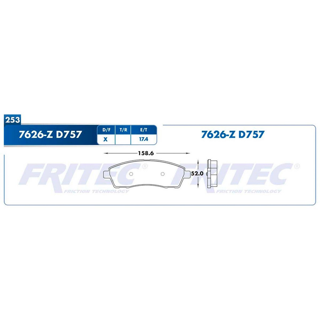 Pastilla para freno de disco Fritec. Formula Ceramic HD. Trasera Fritec SHD7626-Z
