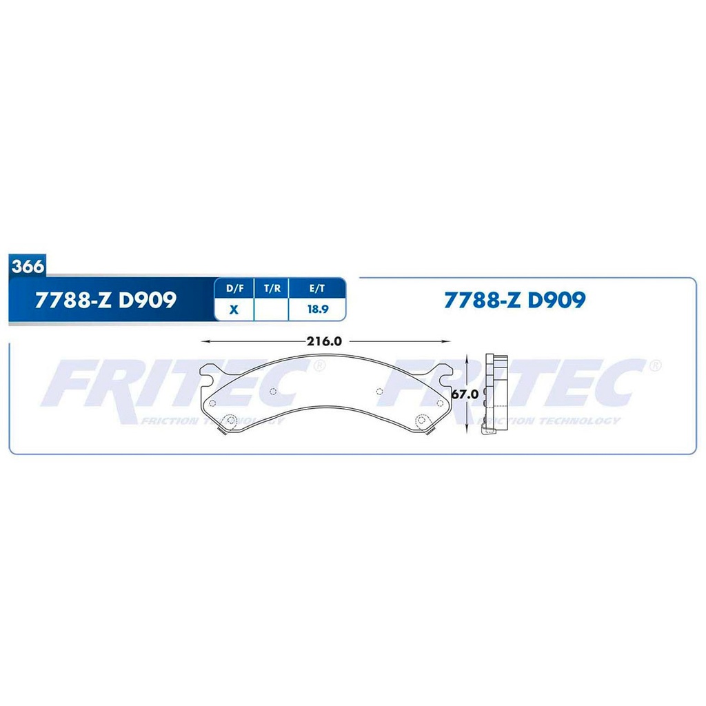 Pastilla para freno de disco Fritec. Formula Ceramic HD. Trasera Fritec SHD7788-Z