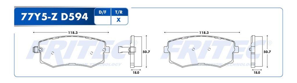 FR-SHD77Y5-Z — Pastilla para freno de disco Fritec. Formula Ceramic HD. Trasera Fritec SHD77Y5-Z