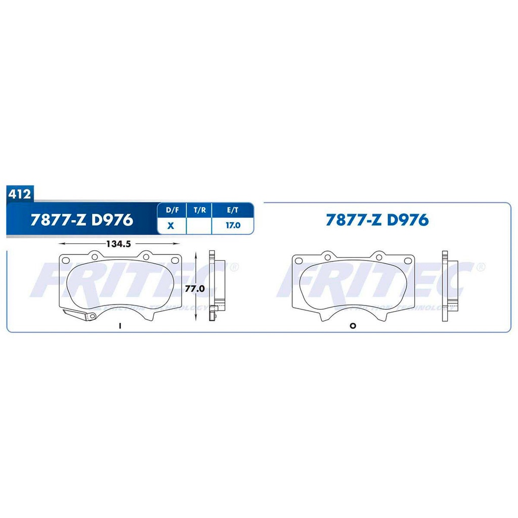 FR-SHD7877-Z — Pastilla para freno de disco Fritec. Formula Ceramic HD. Delantera Fritec SHD7877-Z