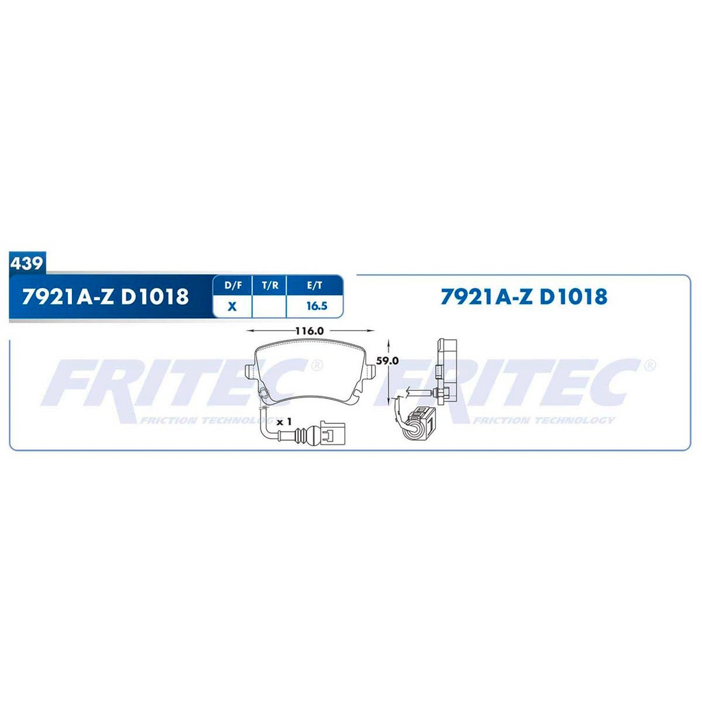 FR-SHD7921A-Z — Pastilla para freno de disco Fritec. Formula Ceramic HD. Trasera Fritec SHD7921A-Z