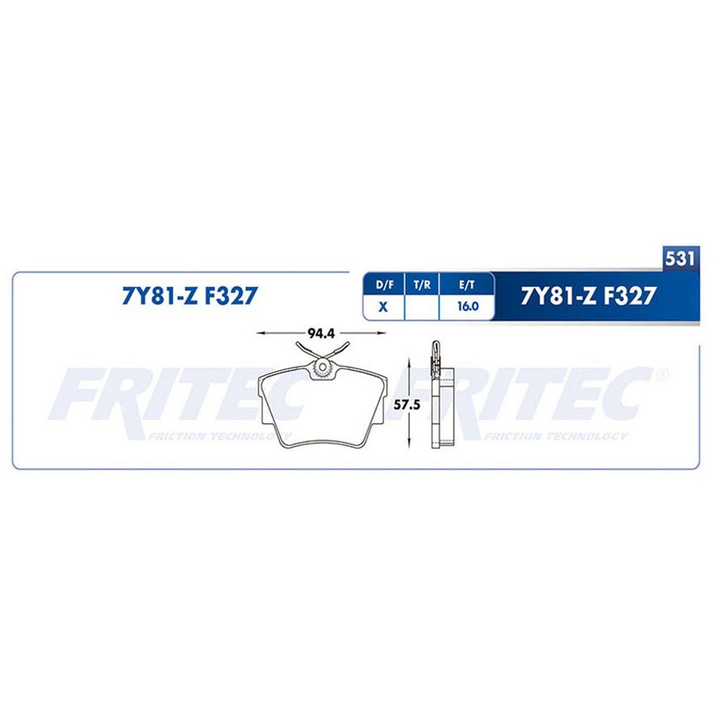FR-SHD7Y81-Z — Pastilla para freno de disco Fritec. Formula Ceramic HD. Trasera Fritec SHD7Y81-Z