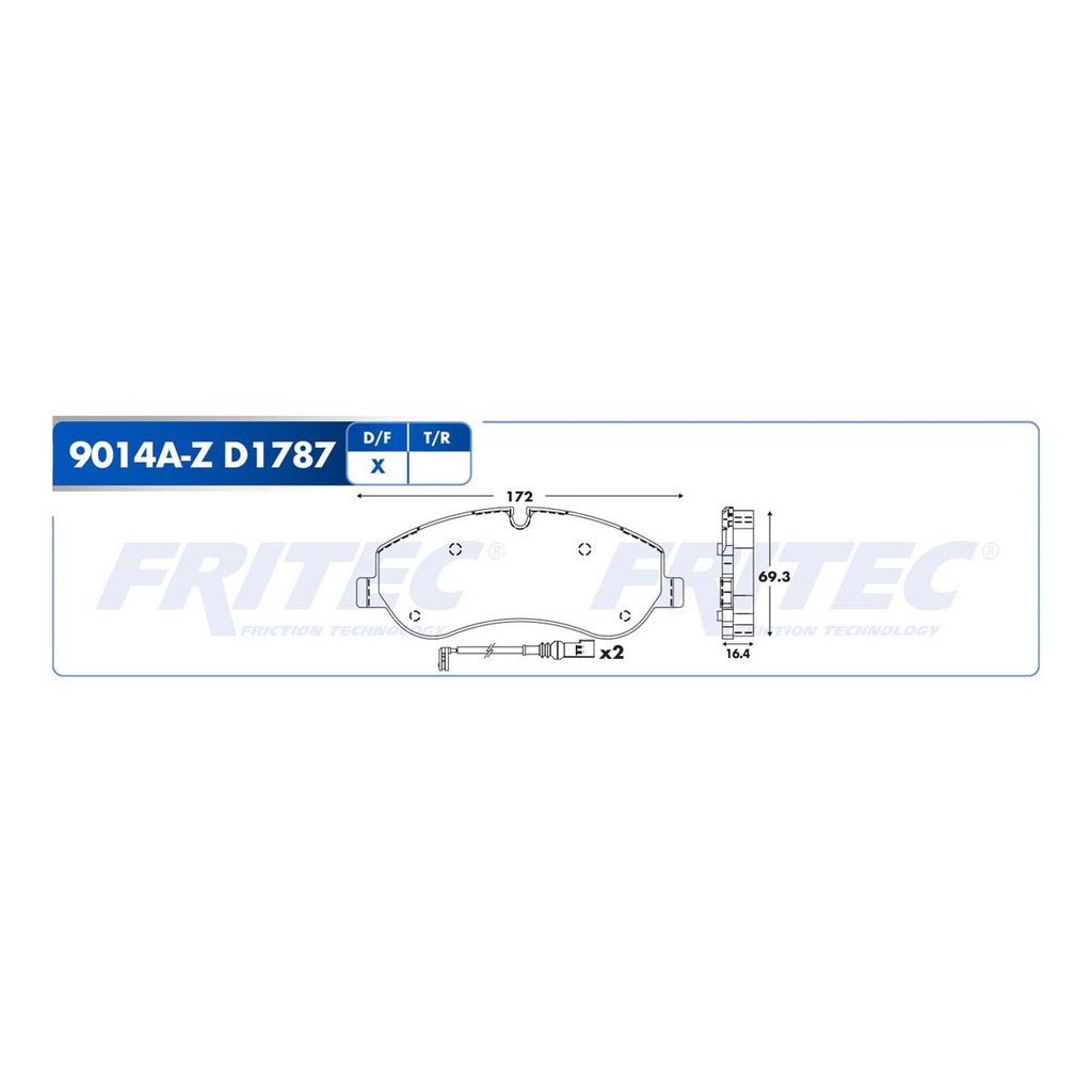 Pastilla para freno de disco Fritec. Formula Ceramic HD. Delantera Fritec SHD9014A-Z