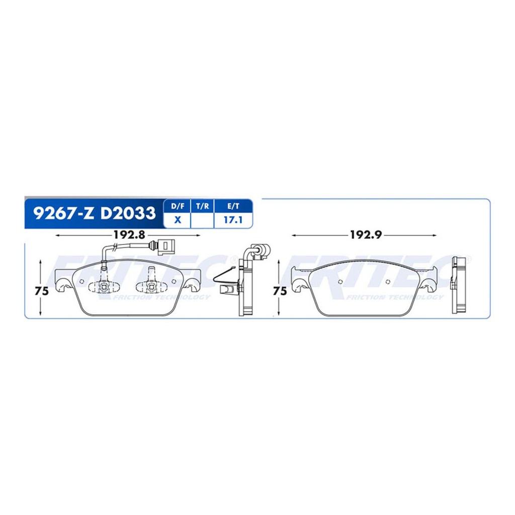 FR-SHD9267-Z — Pastilla para freno de disco Fritec. Formula Ceramic HD. Delantera Fritec SHD9267-Z