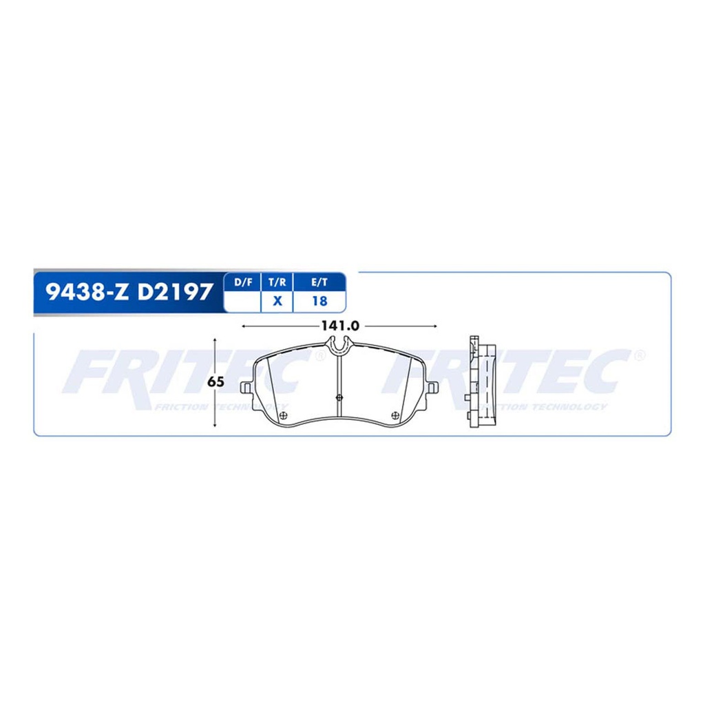 Pastilla para freno de disco Fritec. Formula Ceramic HD. Trasera Fritec SHD9438-Z