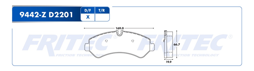 FR-SHD9442-Z — Pastilla para freno de disco Fritec. Formula Ceramic HD. Trasera Fritec SHD9442-Z