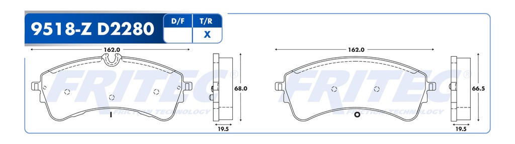 FR-SHD9518-Z — Pastilla para freno de disco Fritec. Formula Ceramic HD. Trasera Fritec SHD9518-Z