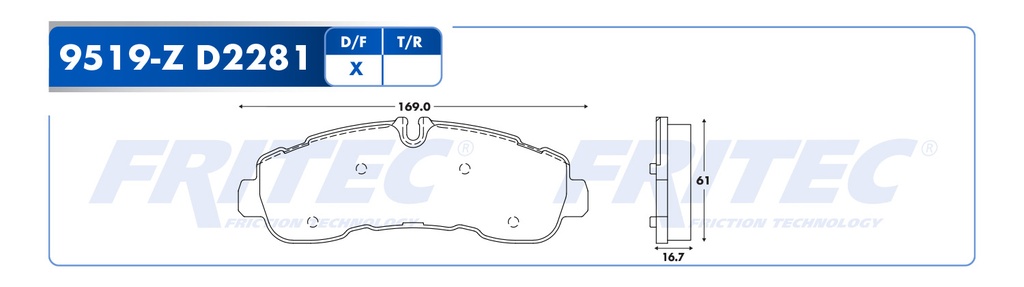 Pastilla para freno de disco Fritec. Formula Ceramic HD. Trasera Fritec SHD9519-Z