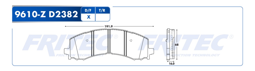 FR-SHD9610-Z — Pastilla para freno de disco Fritec. Formula Ceramic HD. Delantera Fritec SHD9610-Z