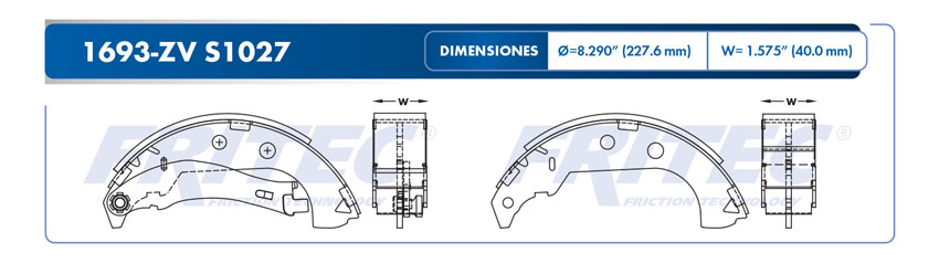 Zapata para freno de Tambor Fritec. Trasera Fritec OW-1693-ZV
