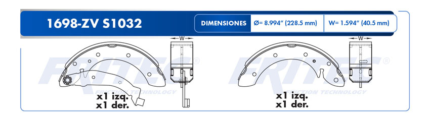 Zapata para freno de Tambor Fritec. Trasera Fritec OW-1698-ZV