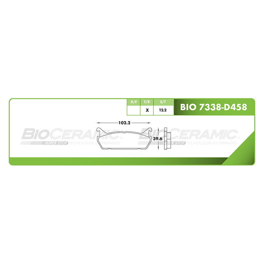 Pastilla para freno de disco Bioceramic. Formula Hibrida LowMet. Trasera BioCeramic BIO 7338-D458